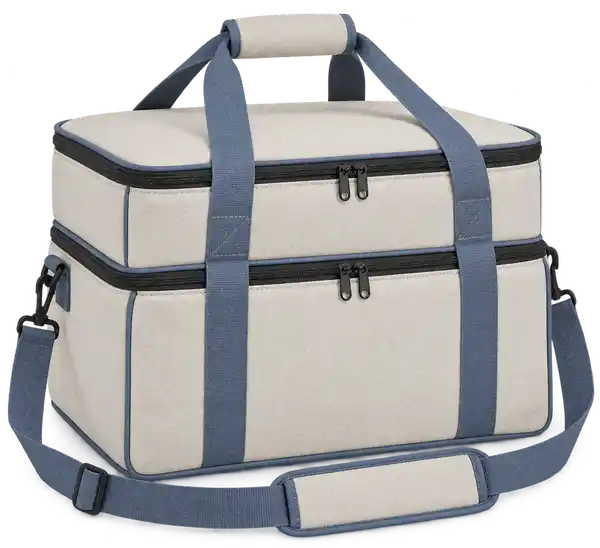Warm Off-White Polyester Thermal Pizza Delivery Bag