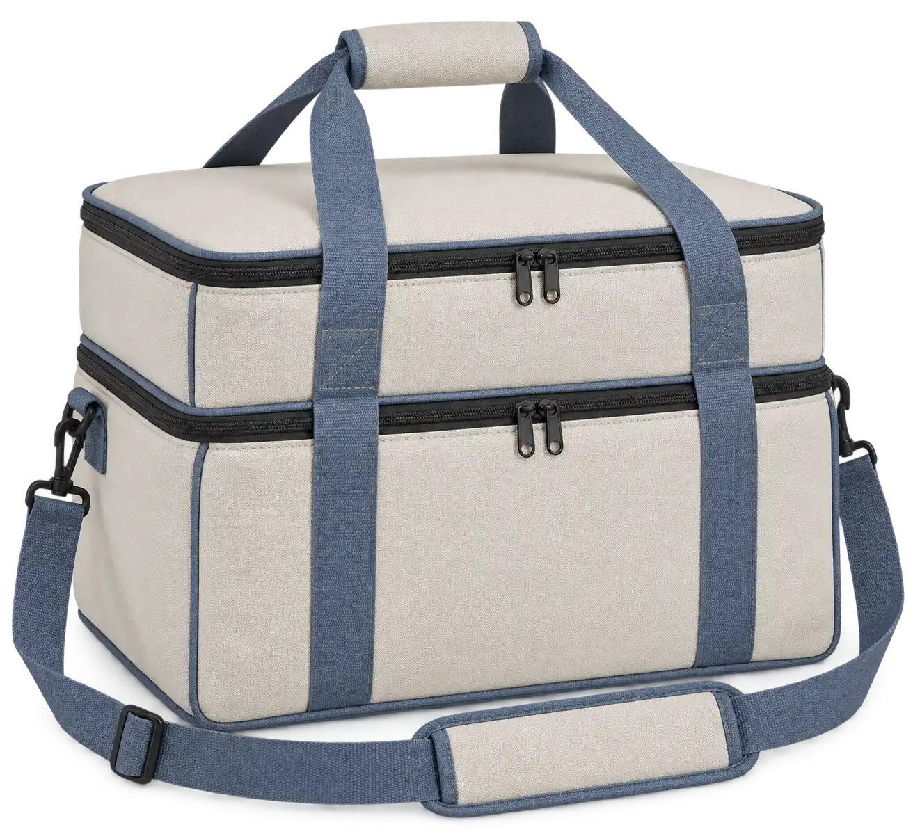 Warm Off-White Polyester Thermal Pizza Delivery Bag — Slate blue