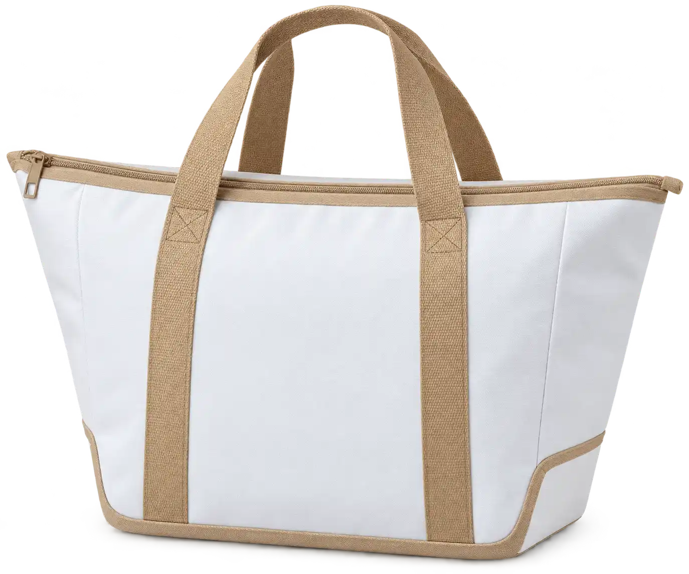 Cool White Polyester Thermal Cooler Bag — Camel tan