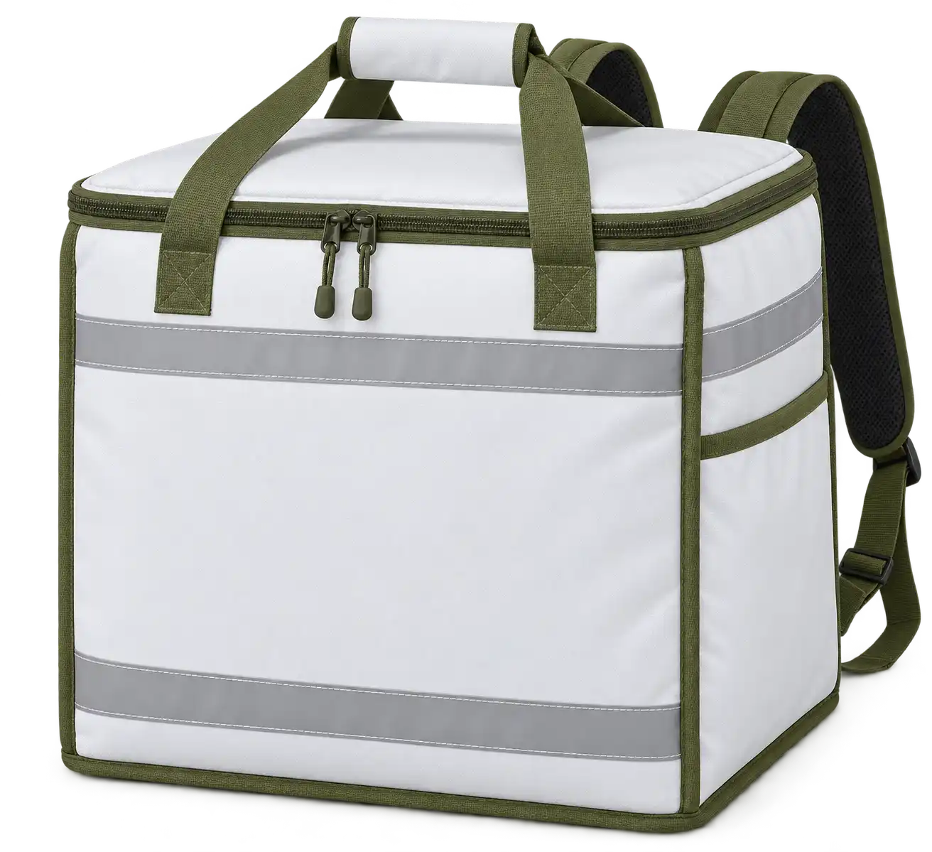 Cool White Polyester Insulated Rider Delivery Bag — Olive green