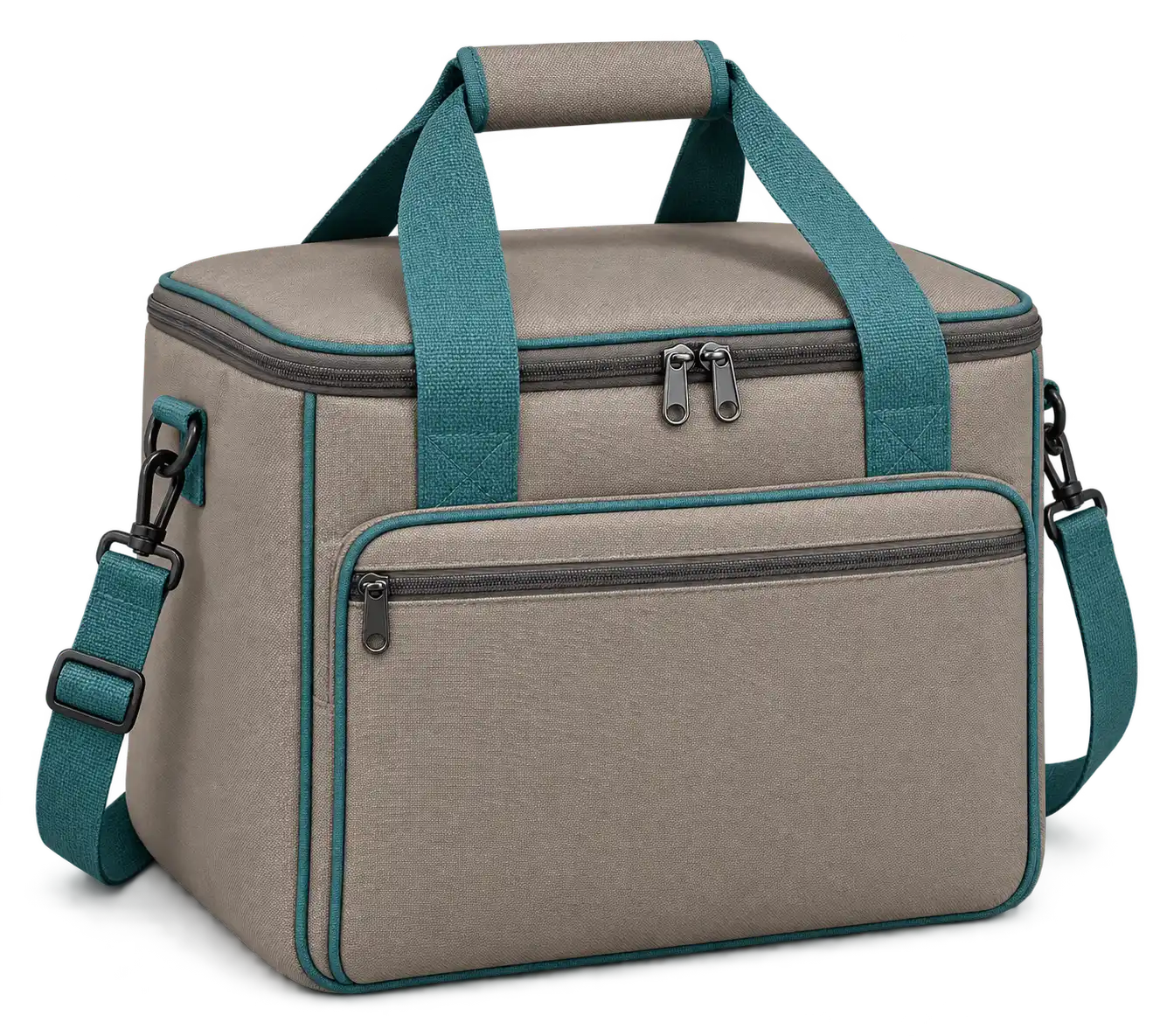 Warm Taupe Polyester Thermal Burger Delivery Bag — Teal