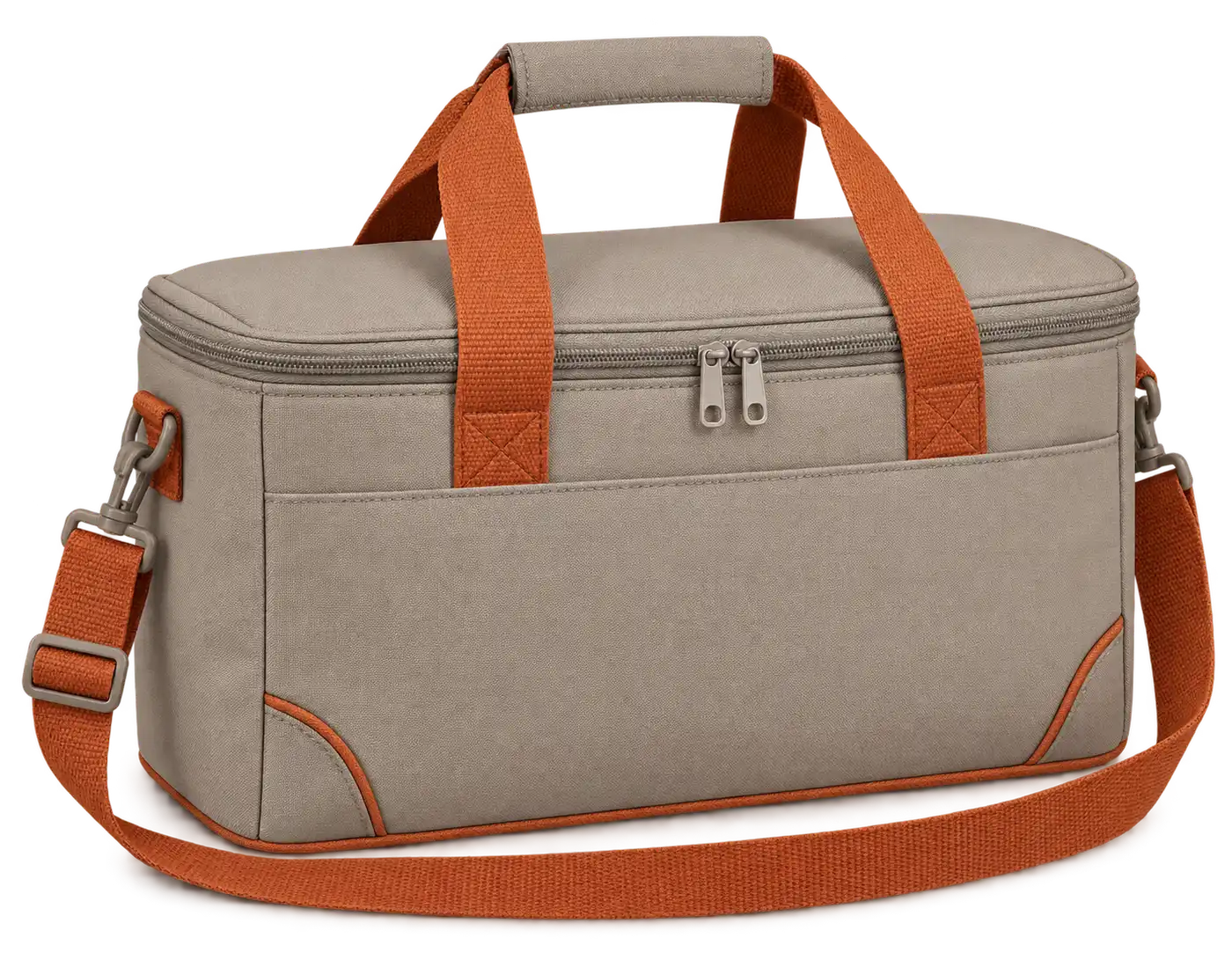 Greige Polyester Thermal Cooler Bag — Burnt orange