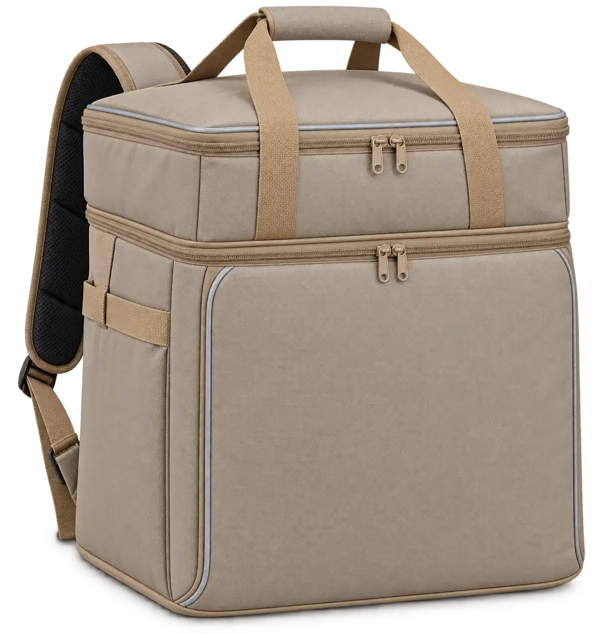 Greige Polyester Insulated Rider Delivery Bag — Camel tan