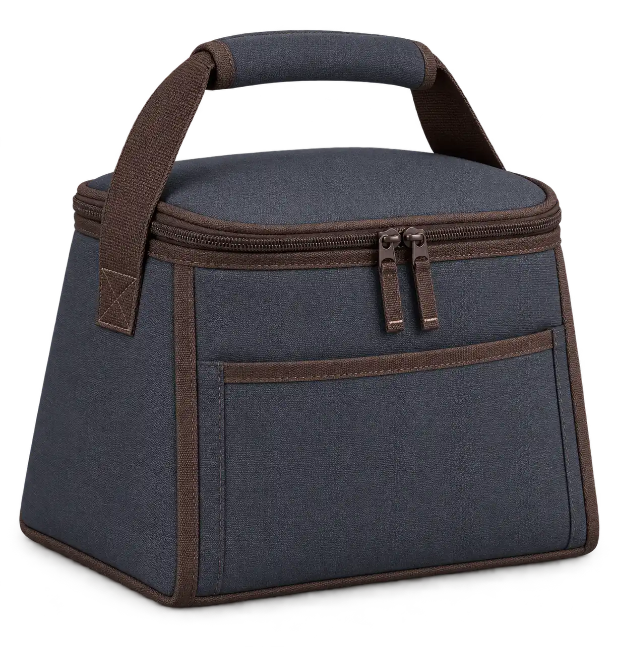 Deep Charcoal Blue Polyester Thermal Cooler Bag — Chocolate brown