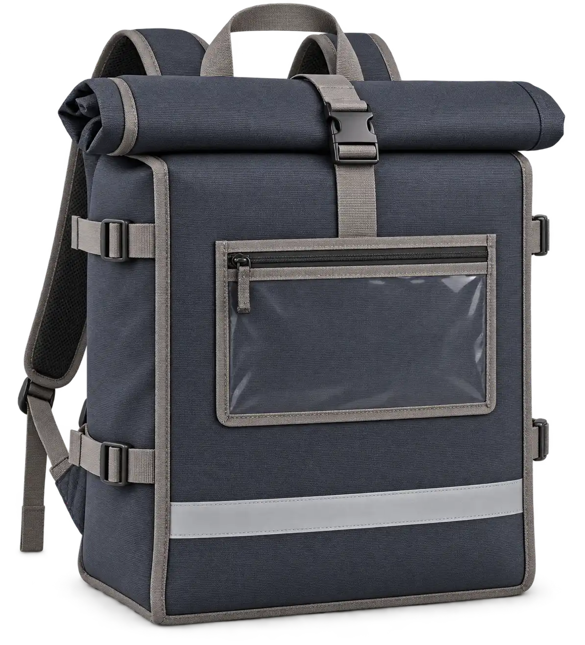 Deep Charcoal Blue Polyester Insulated Rider Delivery Bag — Warm grey