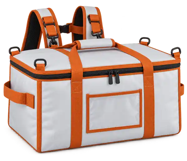 Silver White Polyester Insulated Rider Delivery Bag