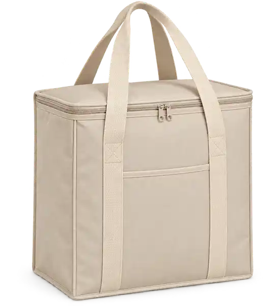 Cream Sand Polyester Thermal Cooler Bag