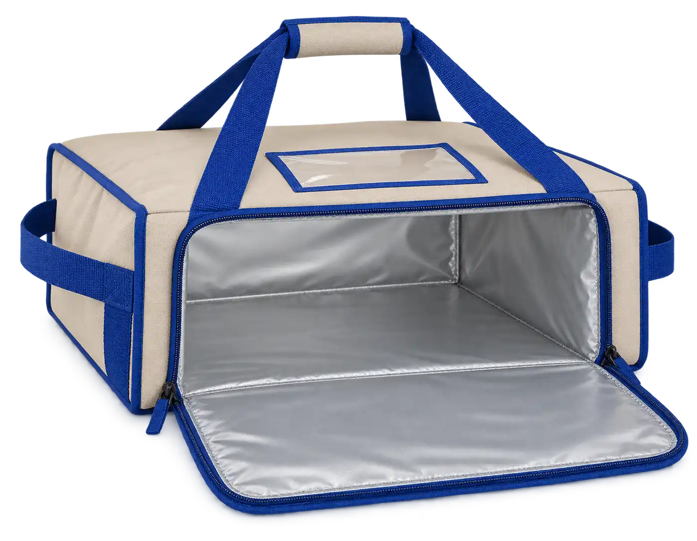 Cream Sand Polyester Thermal Pizza Delivery Bag — Cobalt blue