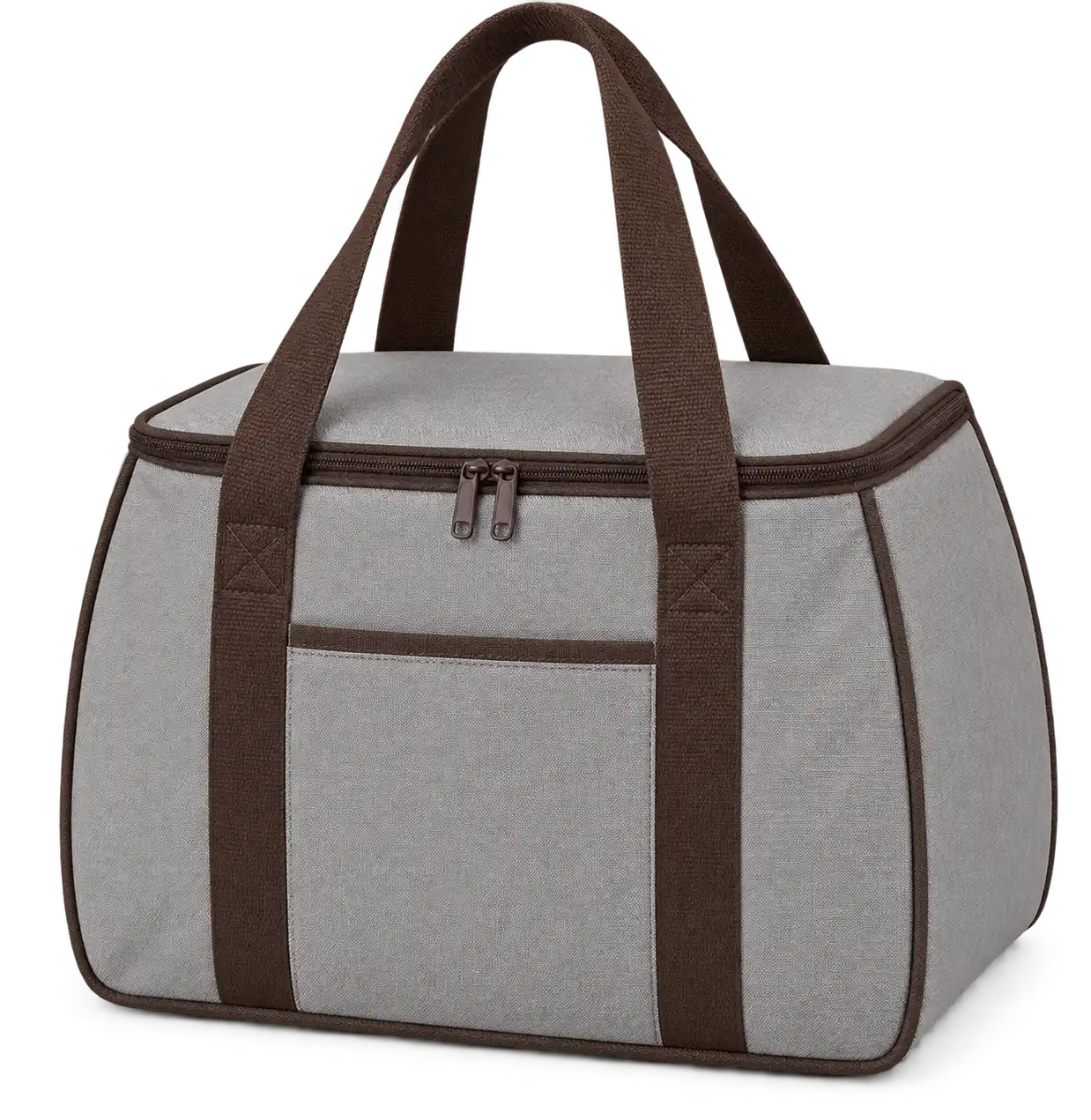 Light Stone Grey Polyester Thermal Burger Delivery Bag — Chocolate brown