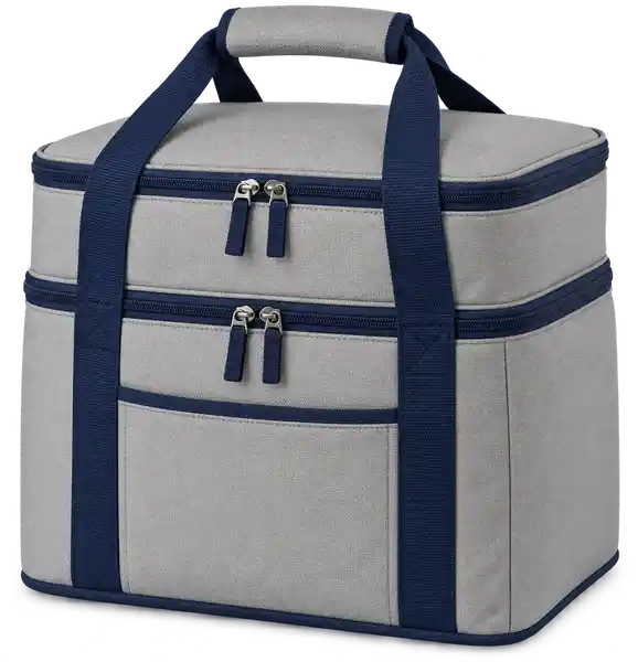 Light Stone Grey Polyester Thermal Cooler Bag
