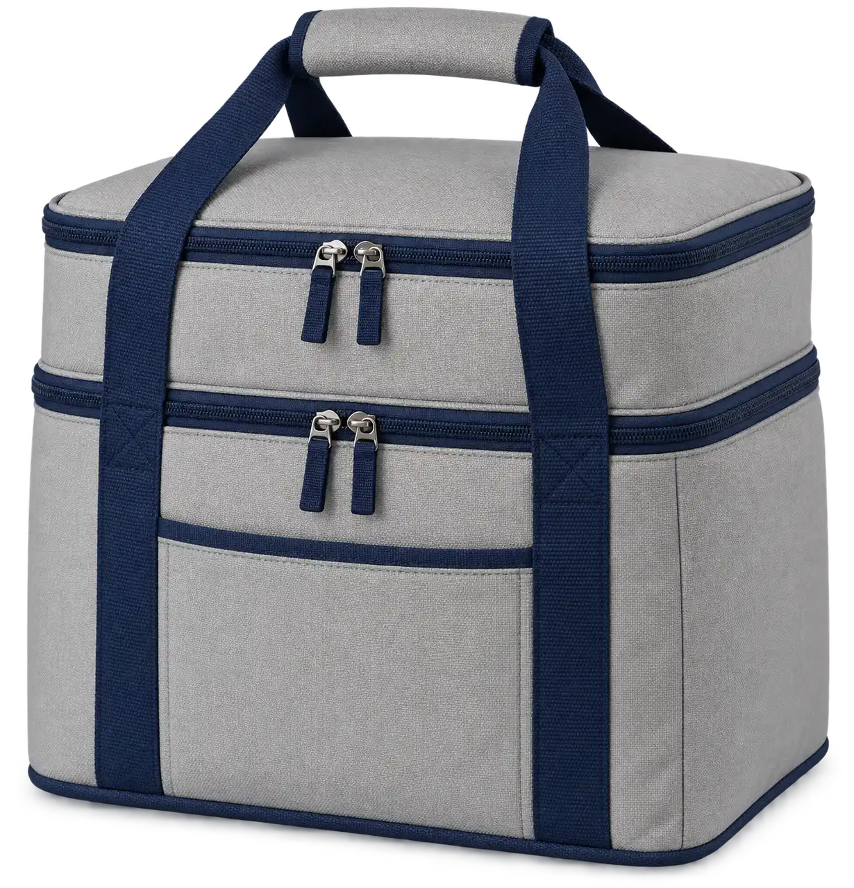 Light Stone Grey Polyester Thermal Cooler Bag — Navy blue