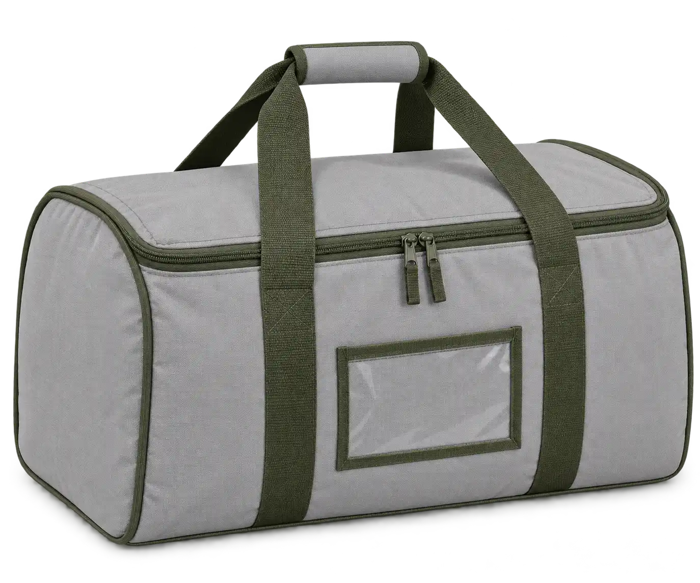 Light Stone Grey Polyester Thermal Food Delivery Bag — Olive green
