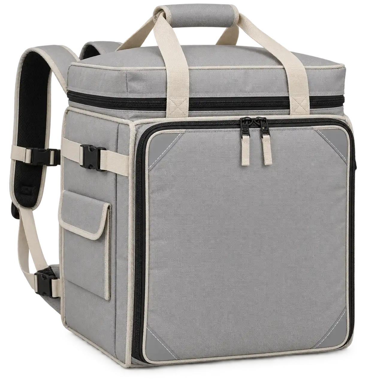 Light Stone Grey Polyester Insulated Rider Delivery Bag — Cream