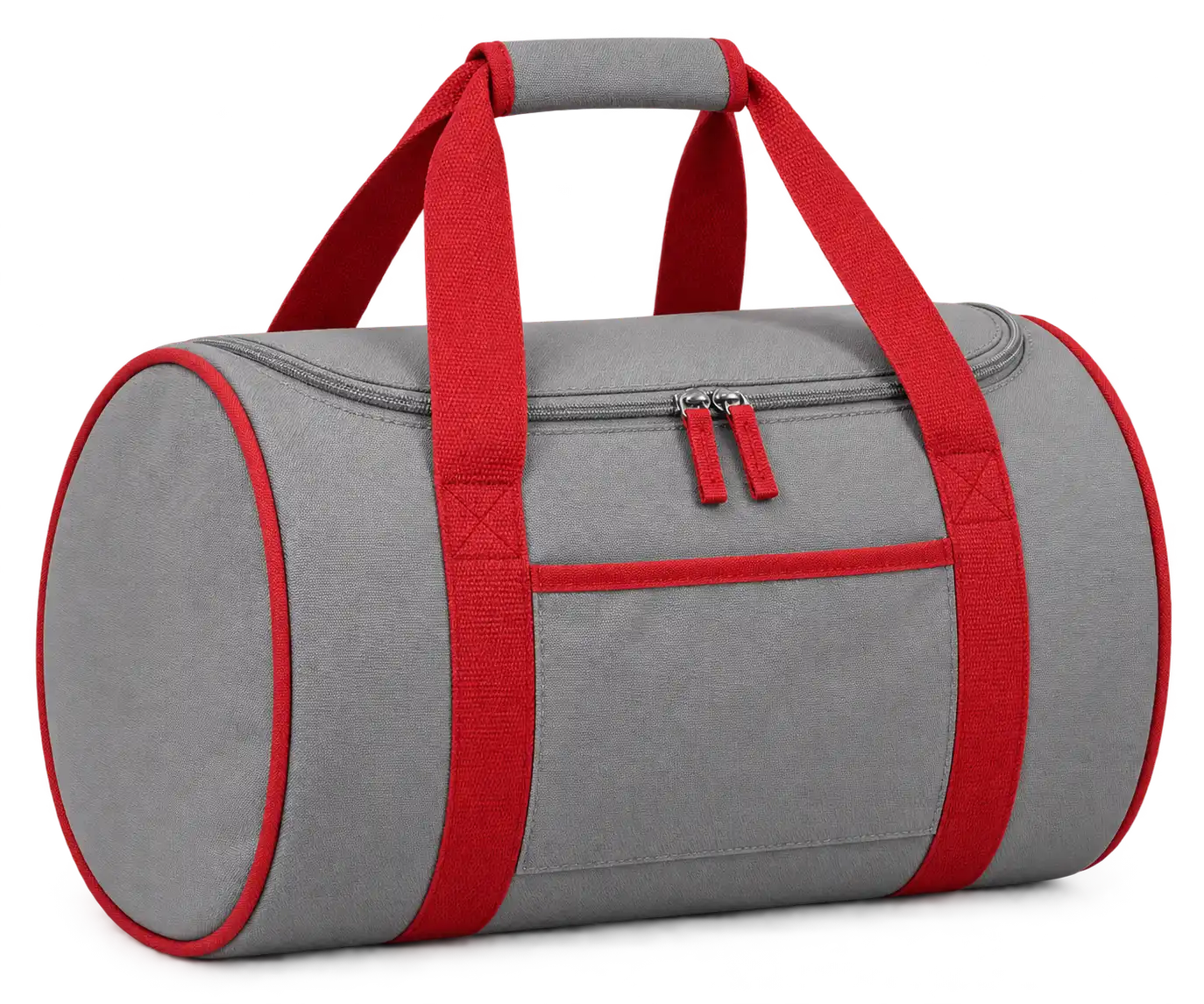 Warm Medium Grey Polyester Thermal Cooler Bag — Red