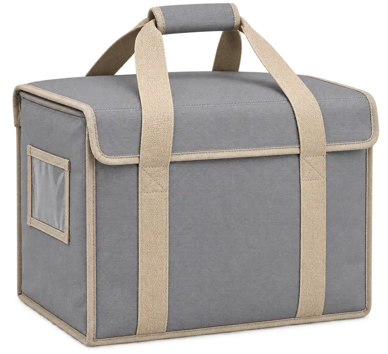 Warm Medium Grey Polyester Thermal Food Delivery Bag — Sand beige