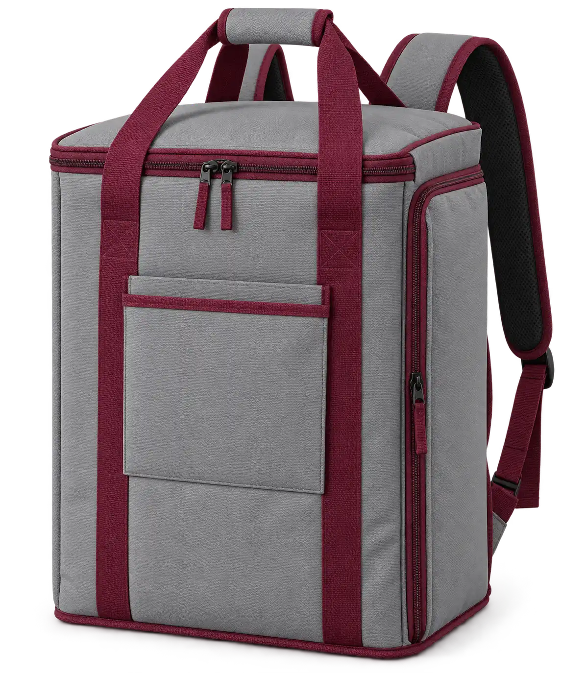 Warm Medium Grey Polyester Insulated Rider Delivery Bag — Burgundy