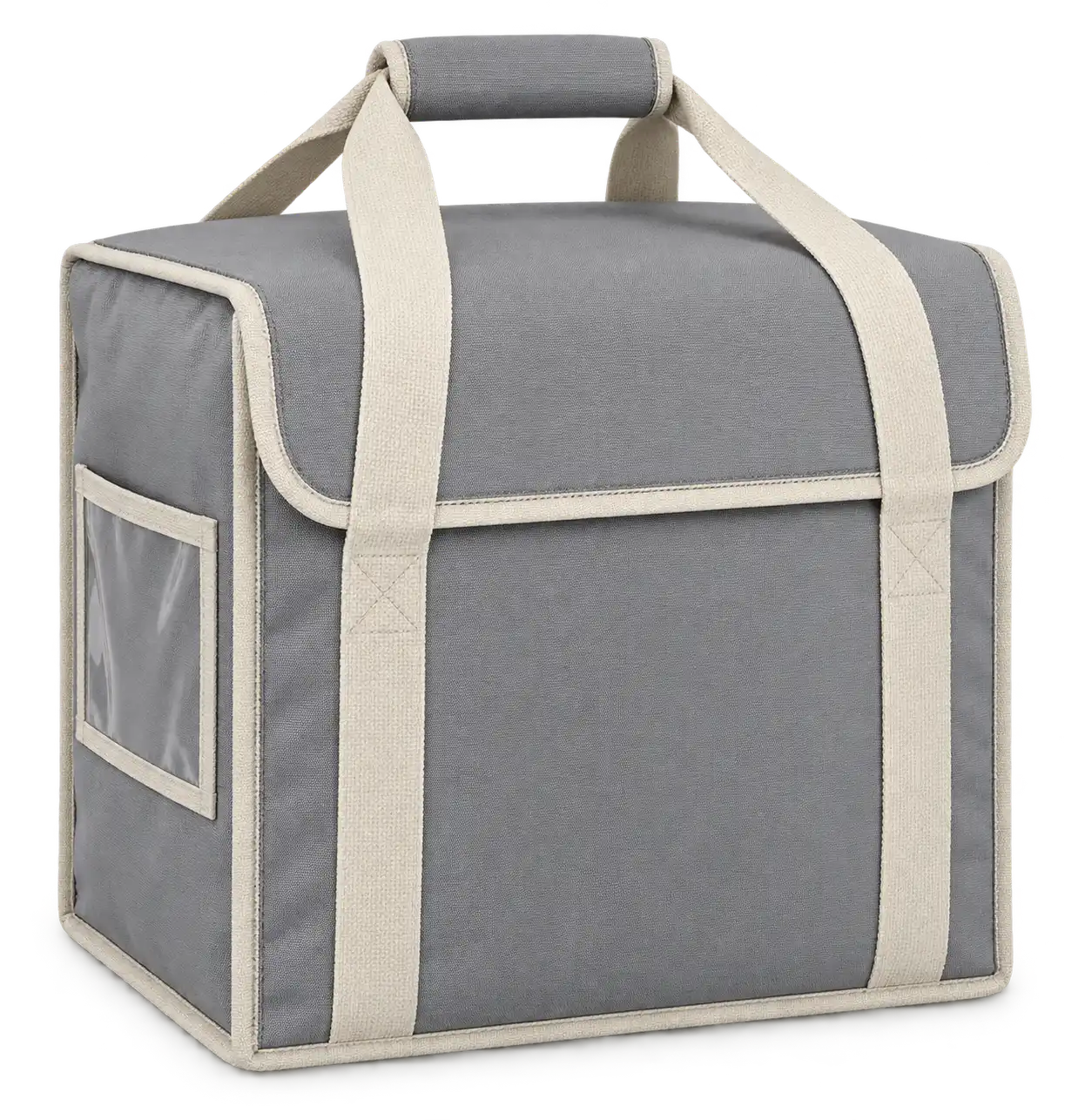 Cool Medium Grey Polyester Thermal Burger Delivery Bag — Cream