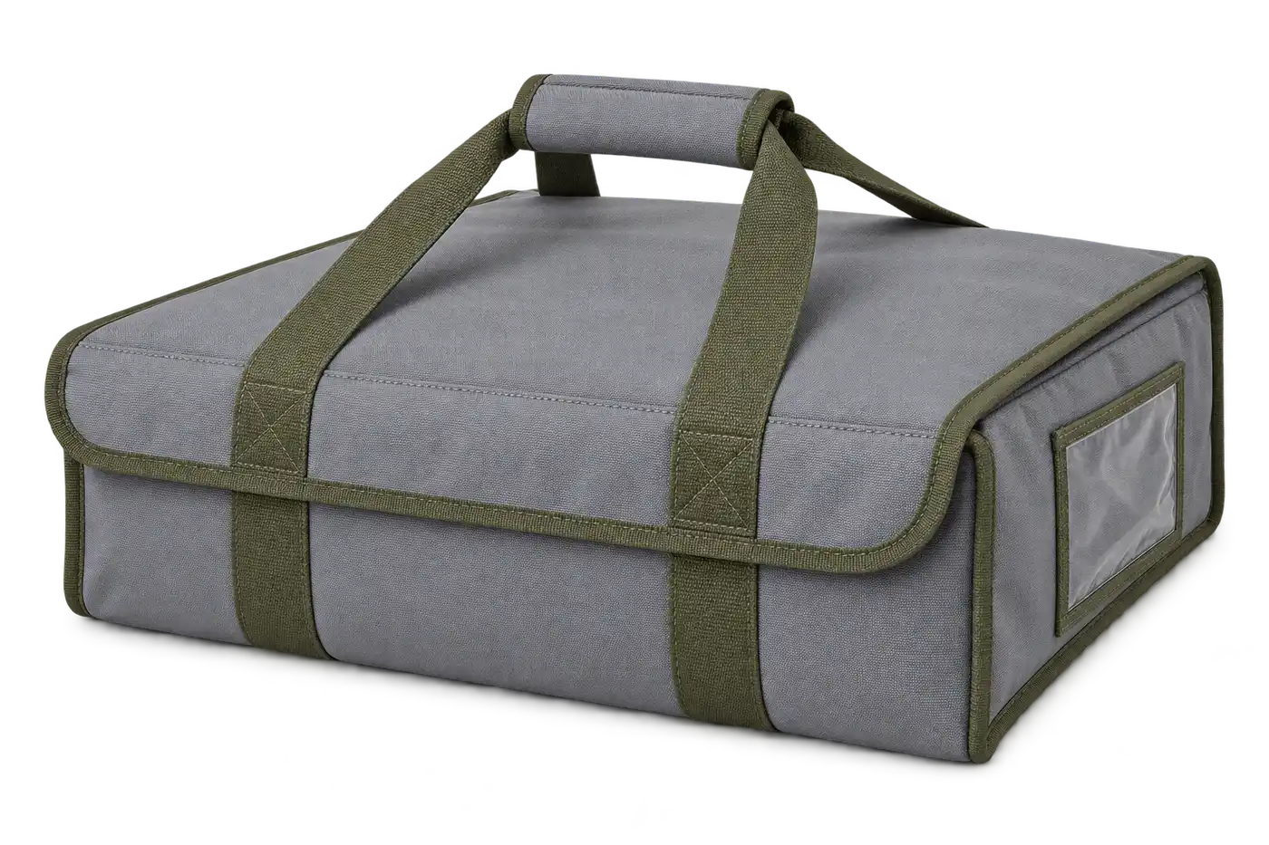 Cool Medium Grey Polyester Thermal Pizza Delivery Bag — Olive green