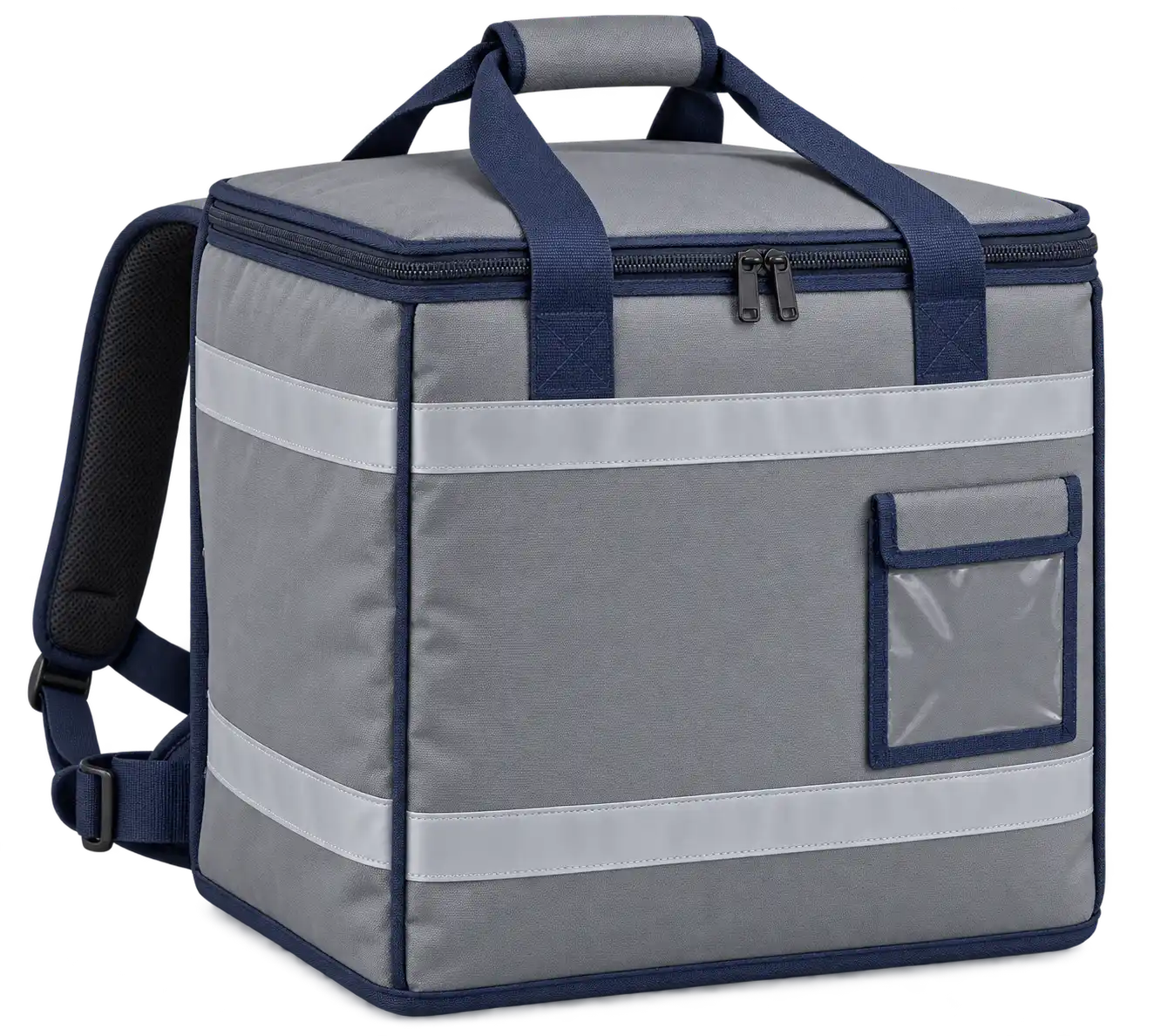 Cool Medium Grey Polyester Insulated Rider Delivery Bag — Navy blue