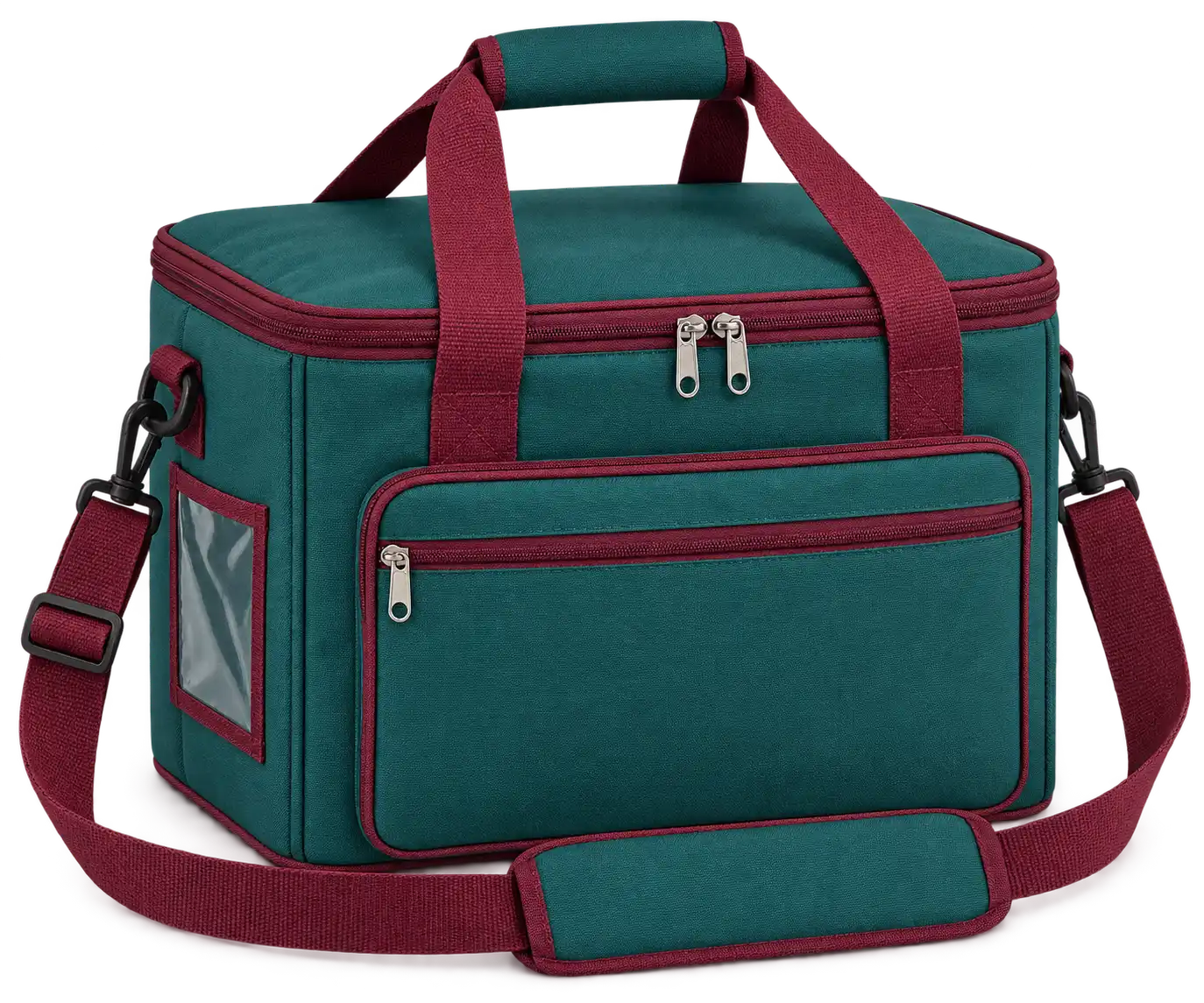 Deep Teal Polyester Thermal Burger Delivery Bag — Burgundy