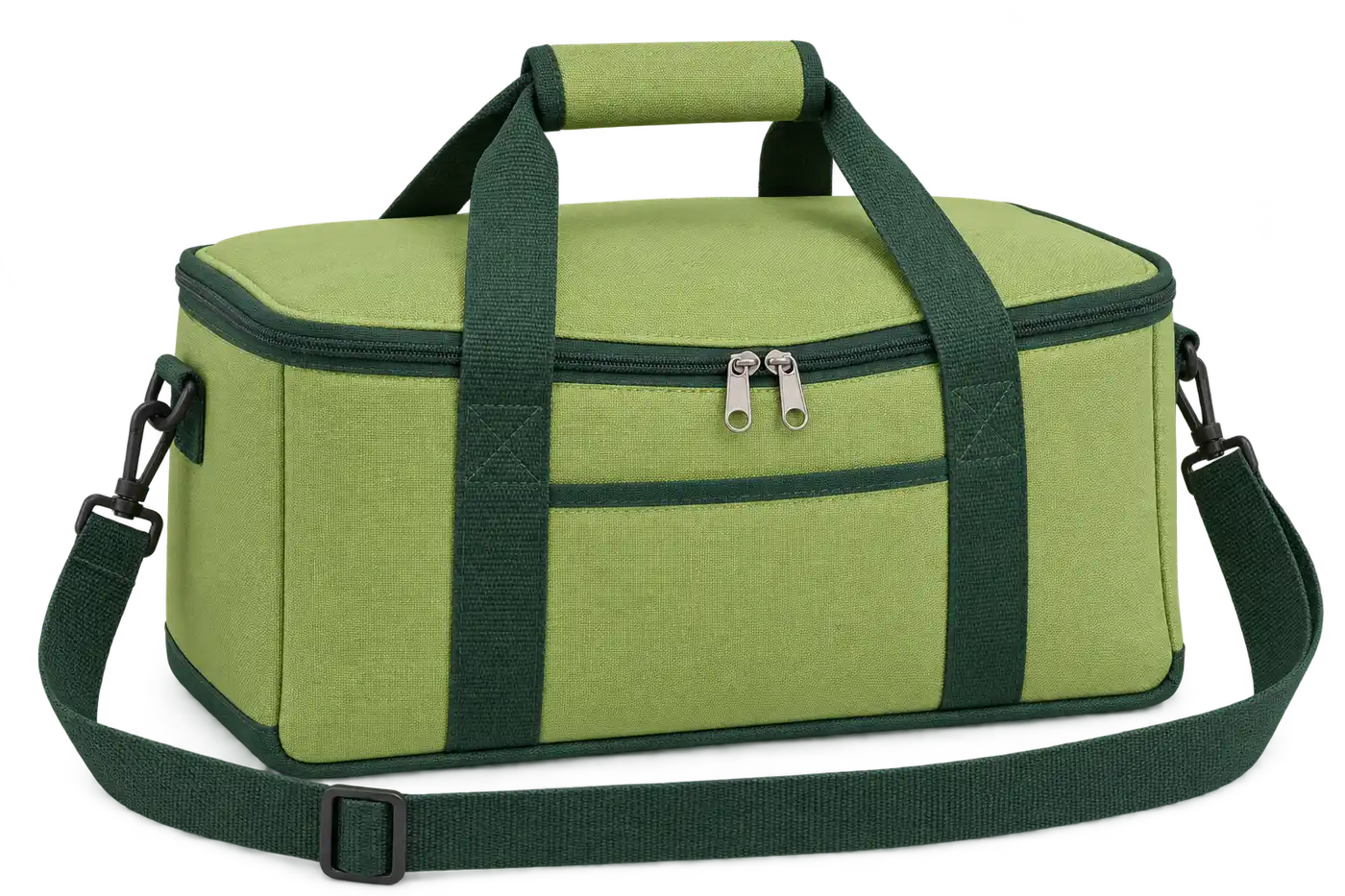 Lime Green Polyester Thermal Cooler Bag — Forest green