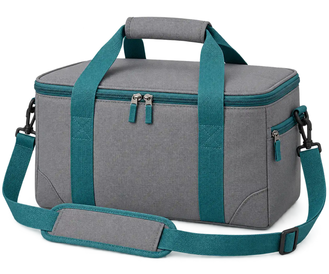 Slate Grey Polyester Thermal Cooler Bag — Teal