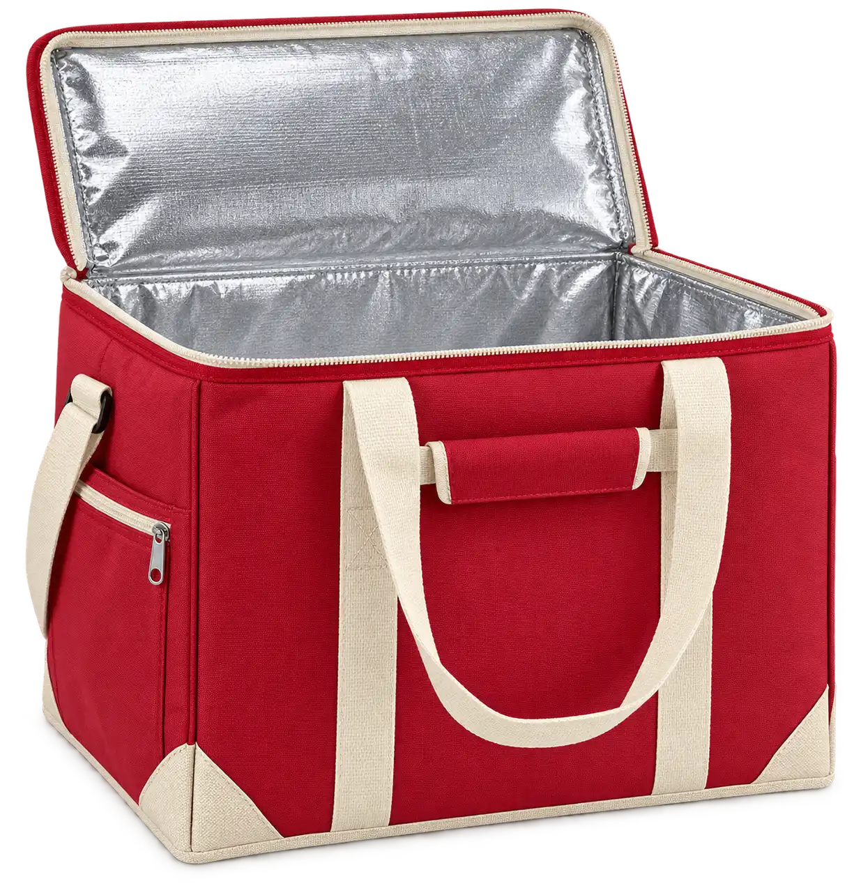 Red Polyester Thermal Food Delivery Bag — Cream