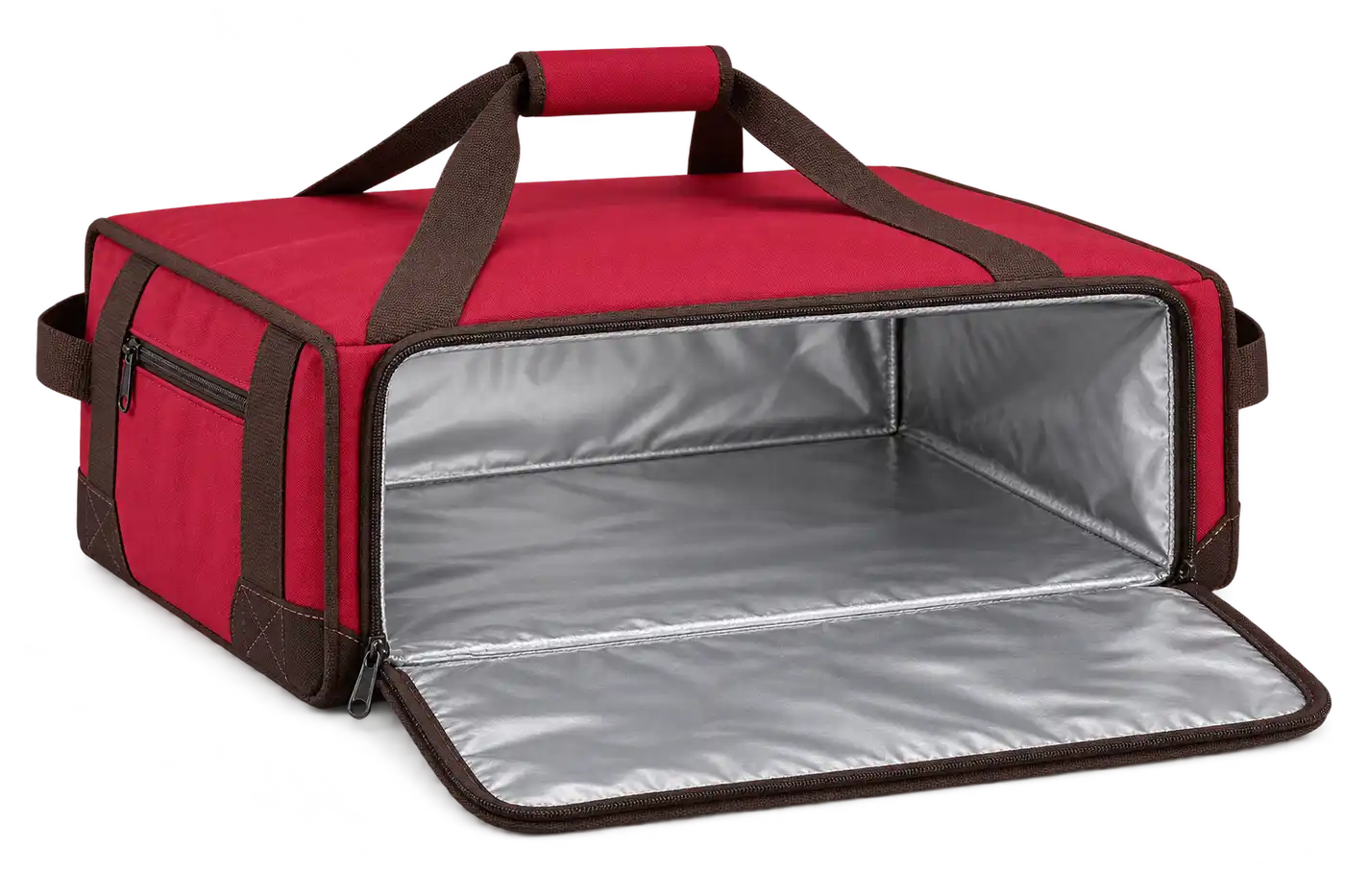 Red Polyester Thermal Pizza Delivery Bag — Chocolate brown