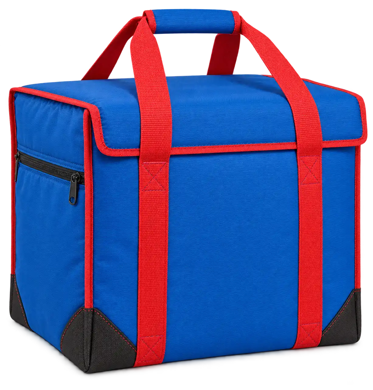 Bright Blue Polyester Thermal Food Delivery Bag — Red