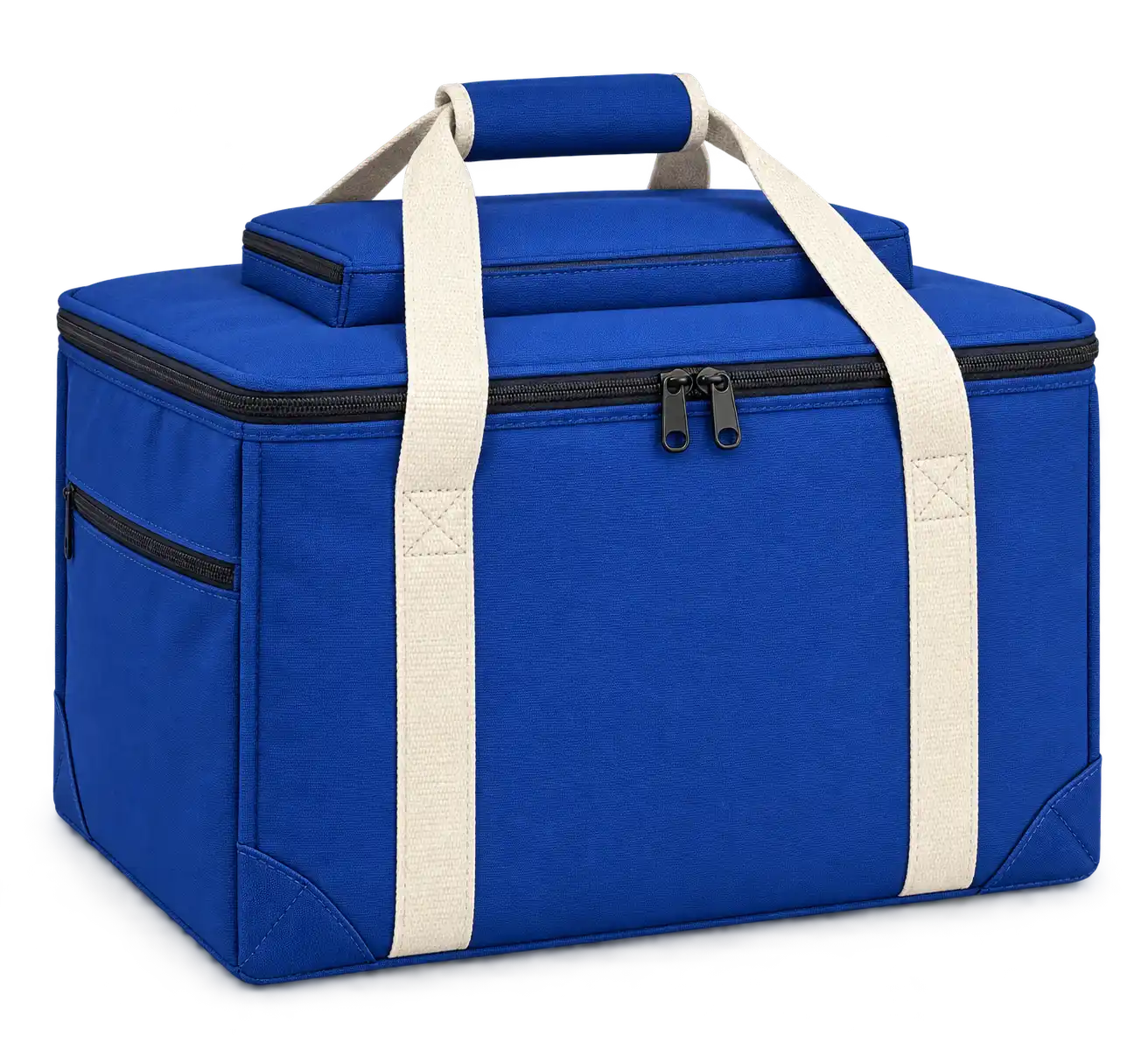Royal Blue Polyester Thermal Food Delivery Bag — Ivory