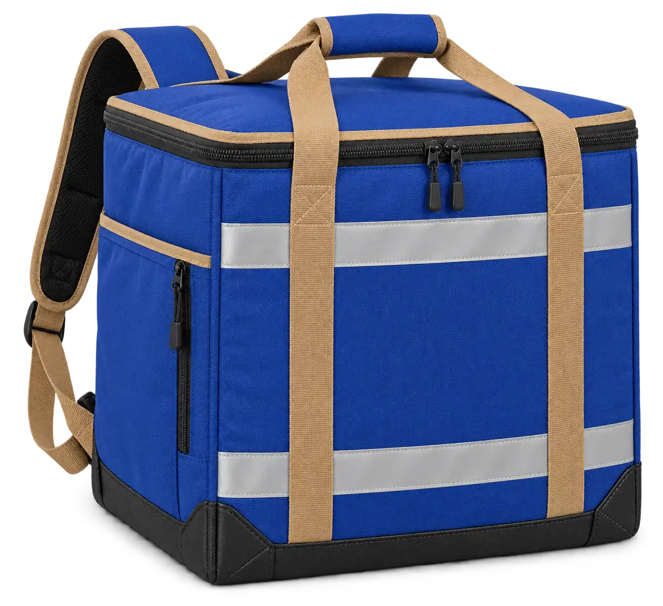 Royal Blue Polyester Insulated Rider Delivery Bag — Camel tan