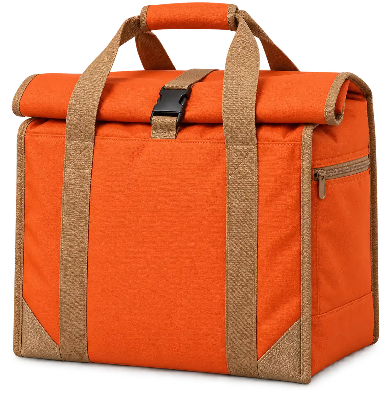 Bright Orange Polyester Thermal Burger Delivery Bag — Camel tan