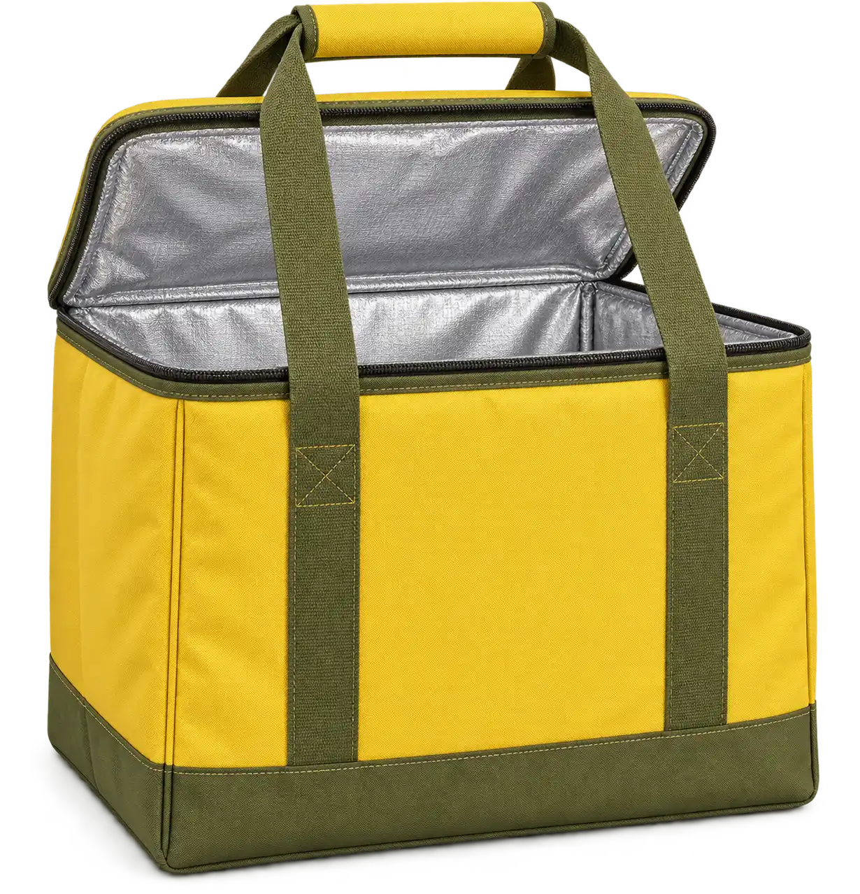 Lemon Yellow Polyester Thermal Food Delivery Bag — Olive green