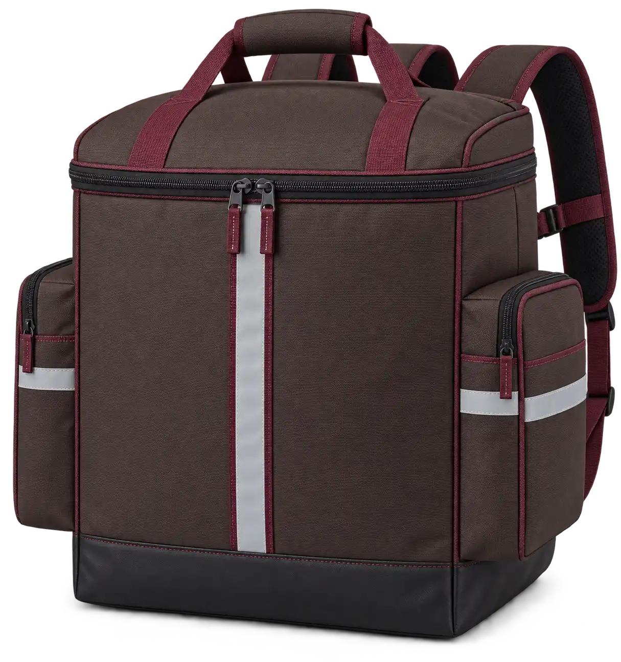 Espresso Brown Polyester Insulated Rider Delivery Bag — Burgundy