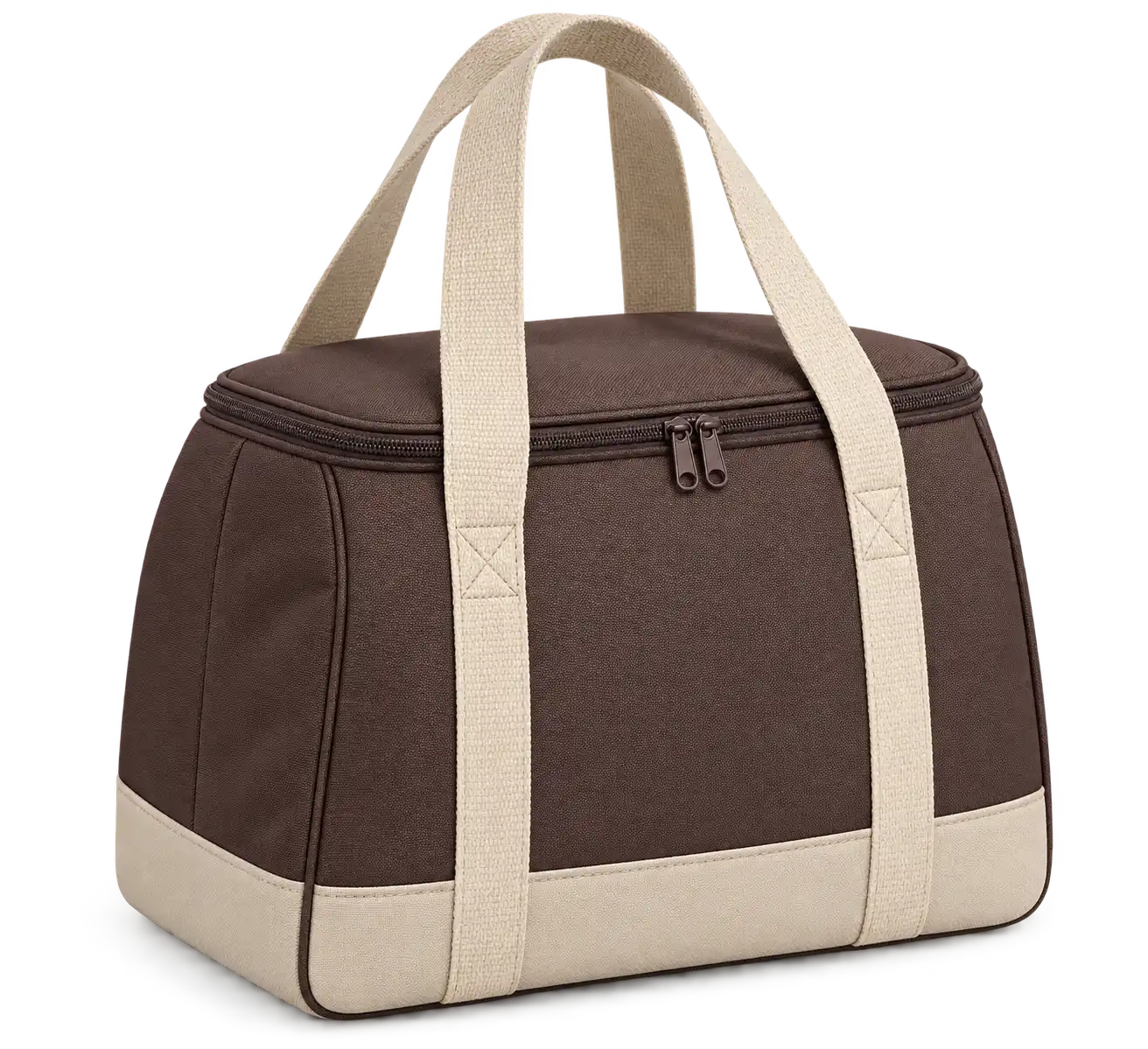 Chocolate Brown Polyester Thermal Burger Delivery Bag — Cream