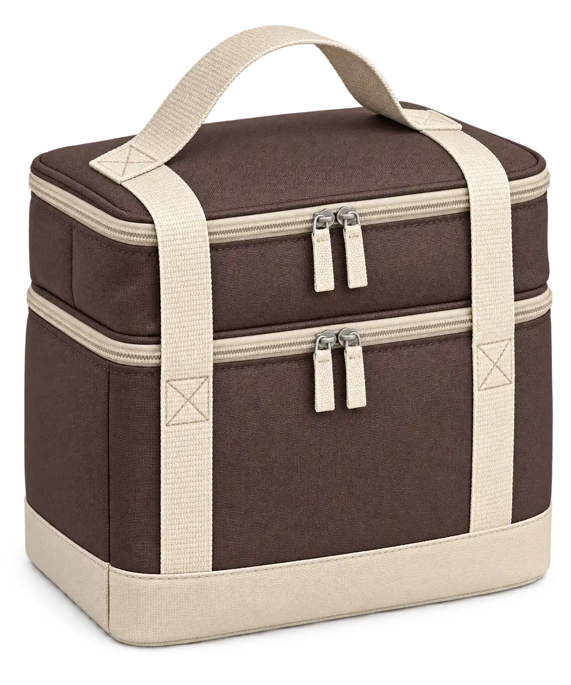 Chocolate Brown Polyester Thermal Cooler Bag — Ivory