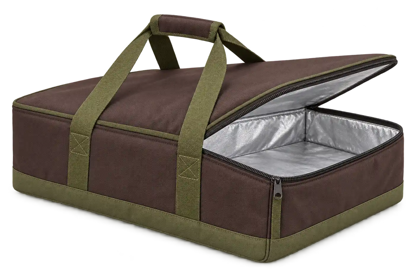Chocolate Brown Polyester Thermal Pizza Delivery Bag — Olive green