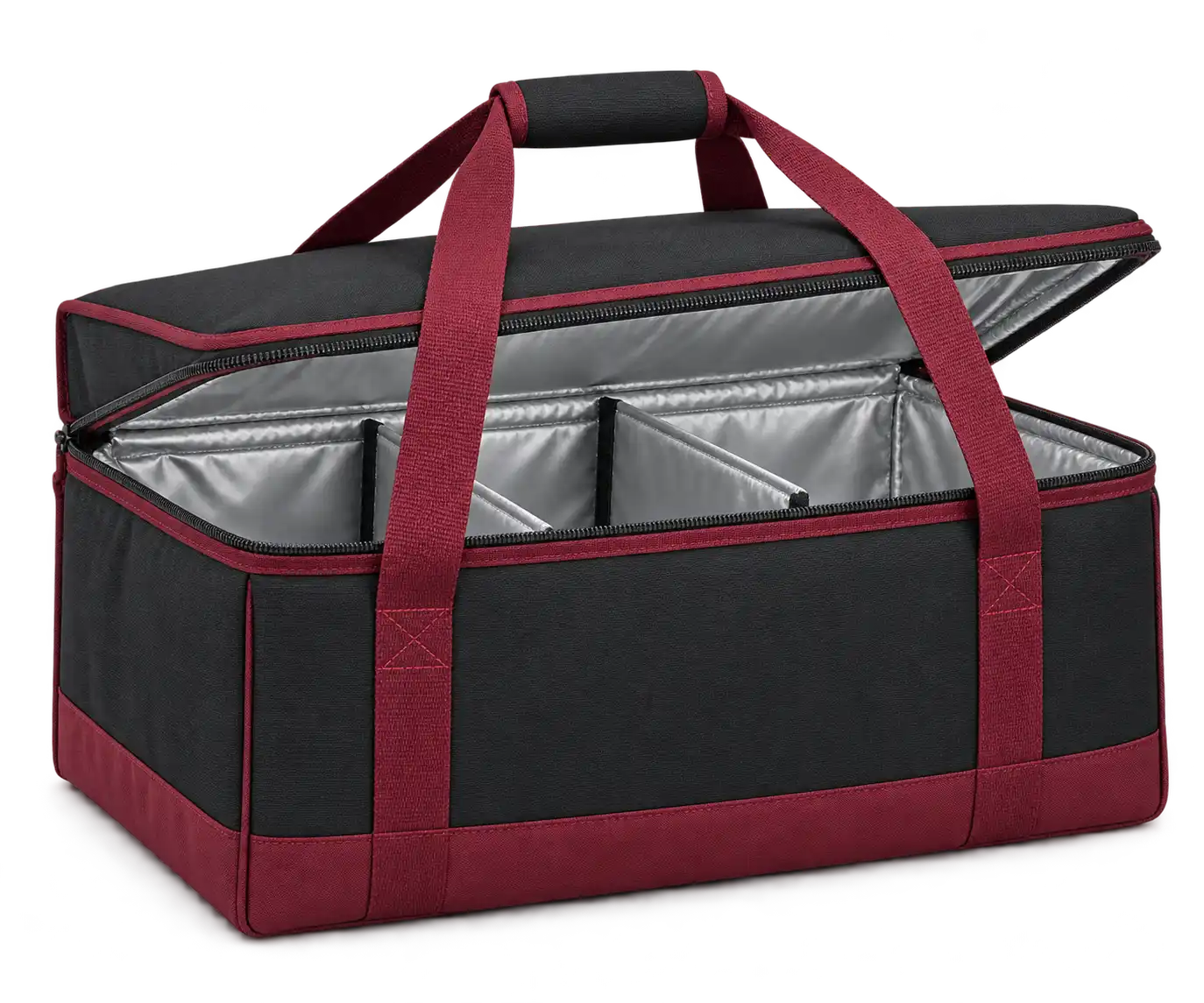 Black Polyester Thermal Burger Delivery Bag — Burgundy
