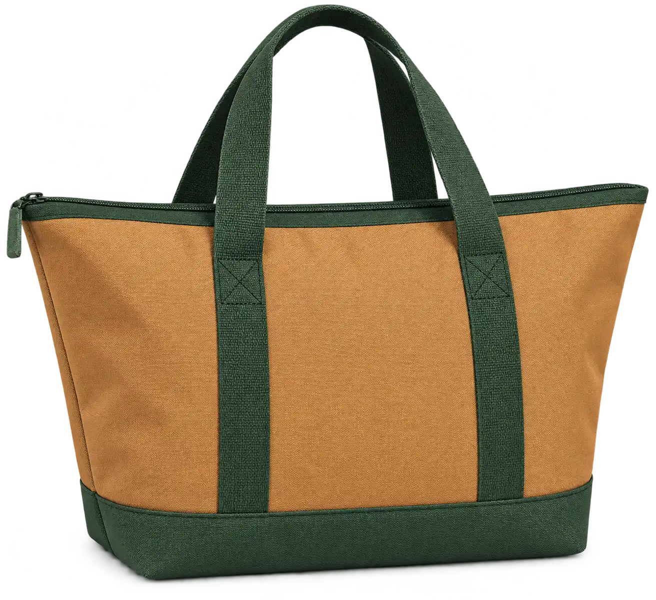 Ochre Tan Polyester Thermal Cooler Bag — Forest green