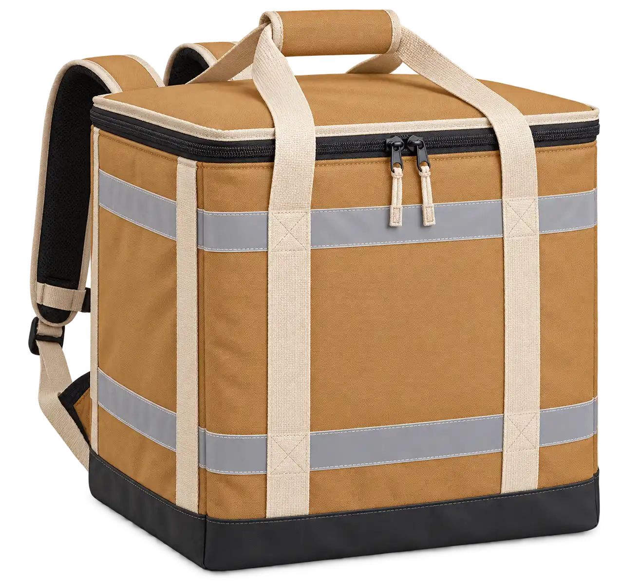 Ochre Tan Polyester Insulated Rider Delivery Bag — Ivory
