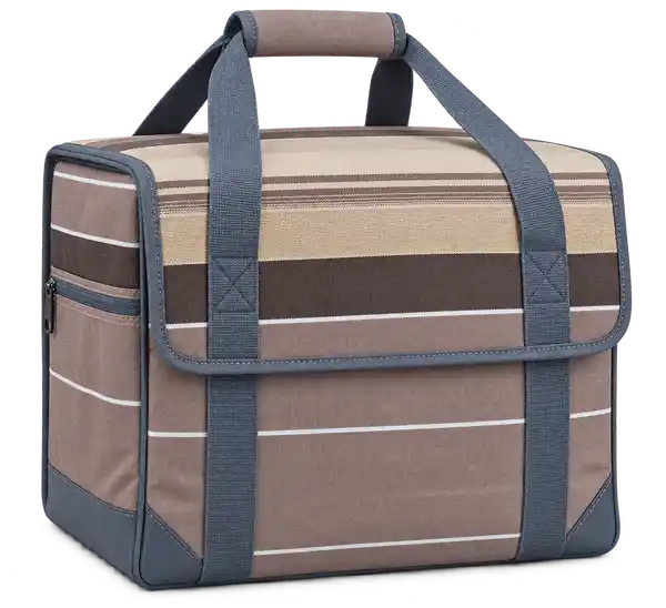 Mauve Taupe With Fine White Stripes Polyspun Canvas Thermal Burger Delivery Bag
