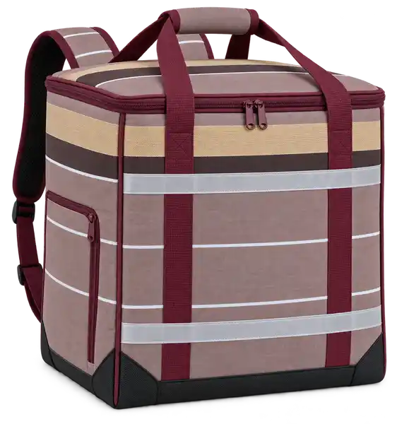 Mauve Taupe With Fine White Stripes Polyspun Canvas Insulated Rider Delivery Bag