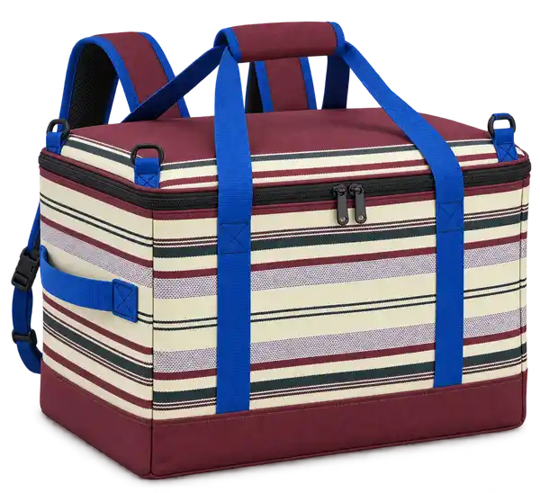 Burgundy Multicolour Narrow Stripes Polyspun Canvas Insulated Rider Delivery Bag
