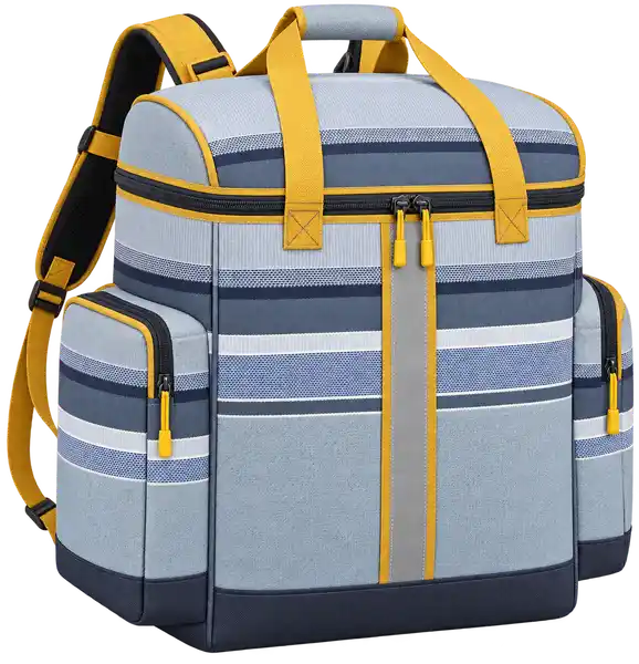 Light Blue Grey With Navy And White Stripes Polyspun Canvas Insulated Rider Delivery Bag