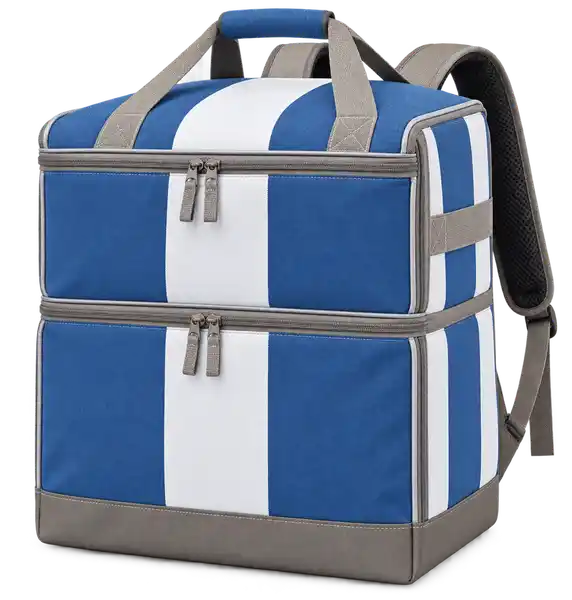 Denim Blue And White Broad Stripes Polyspun Canvas Insulated Rider Delivery Bag