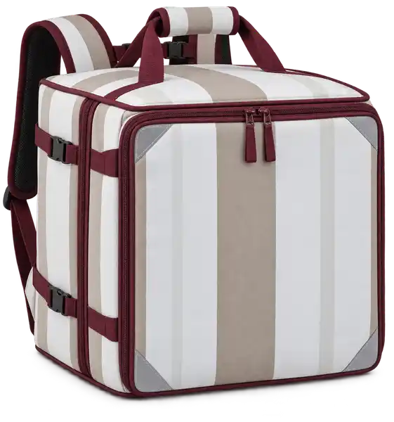 White And Taupe Broad Stripes Polyspun Canvas Insulated Rider Delivery Bag