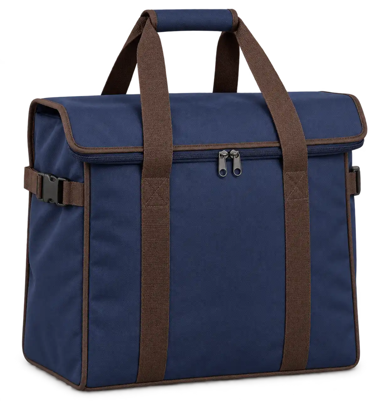 Deep Navy Polyspun Canvas Thermal Food Delivery Bag — Chocolate brown