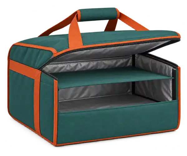 Deep Teal Green Polyspun Canvas Thermal Pizza Delivery Bag