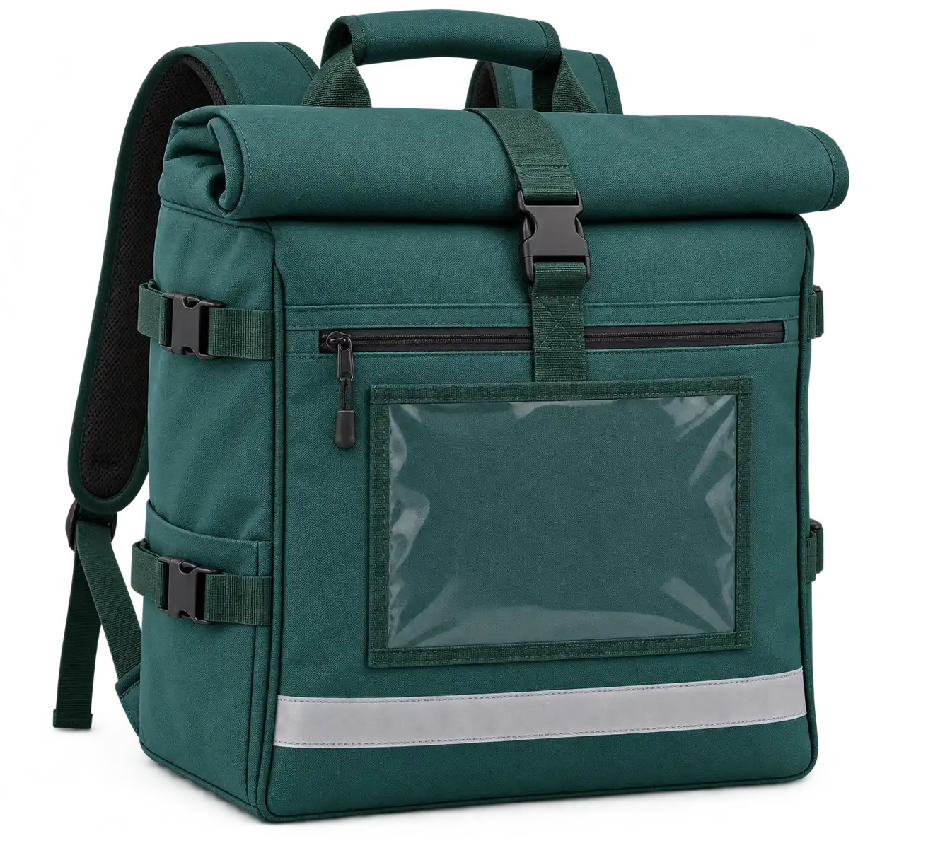 Deep Teal Green Polyspun Canvas Insulated Rider Delivery Bag — Forest green
