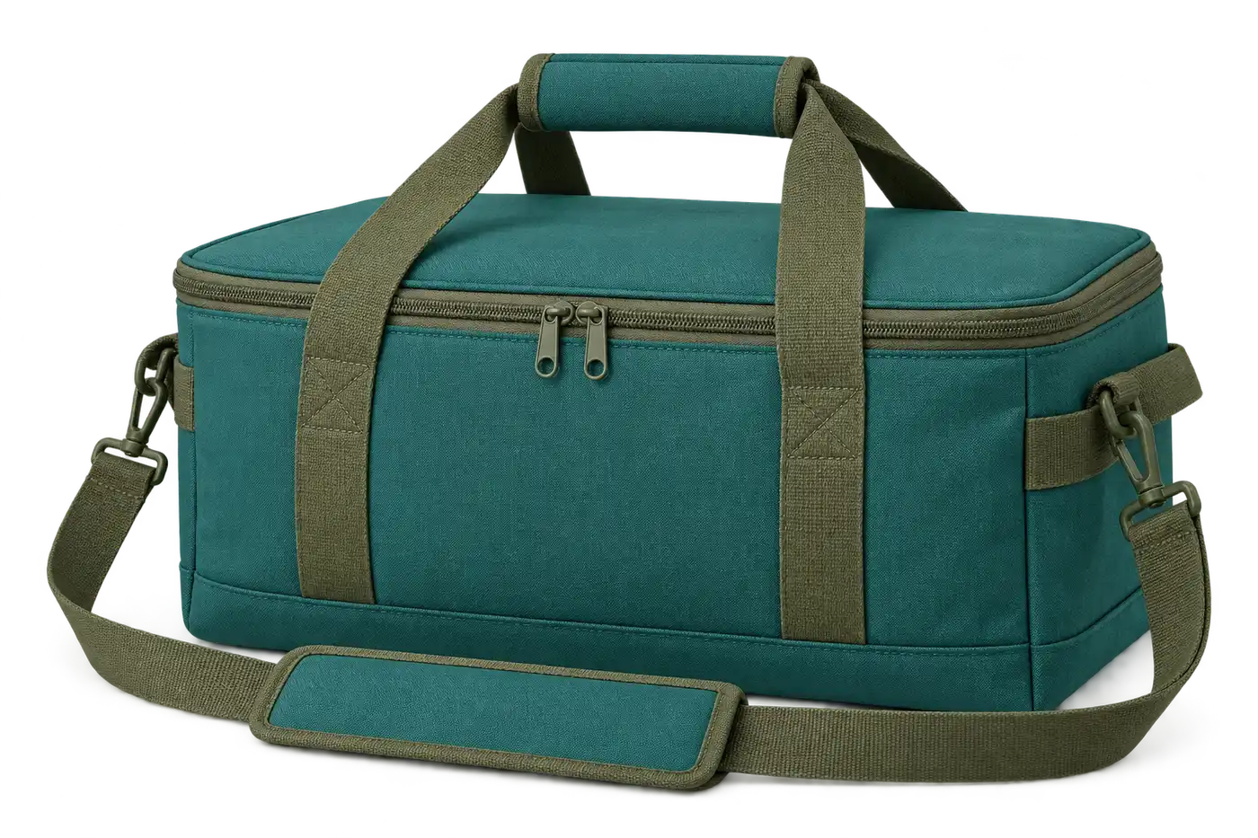Emerald Teal Polyspun Canvas Thermal Cooler Bag — Olive green